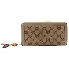 Gucci Cartera larga con borlas de bambú Castaño