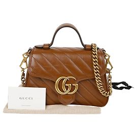 Gucci GG Marmont Mini Top Handle Tote Shoulder Bag Brown
