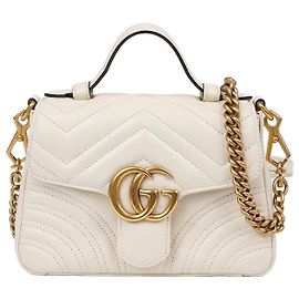 Gucci GG Marmont Mini Top Handle Tote Shoulder Bag White