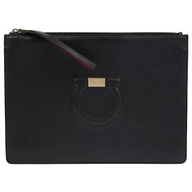 Salvatore Ferragamo Clutch con tracolla Gancini Nero