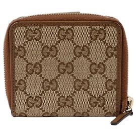 Gucci Portafoglio GG con zip Marrone