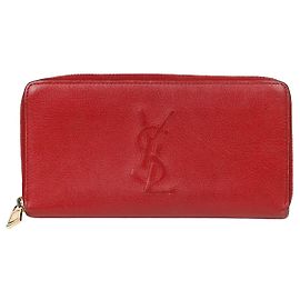 Saint Laurent Monogram Zip Long Wallet Red