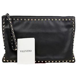 Valentino Rockstud Strap Clutch Black