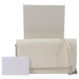 Maison Martin Margiela Carteira cruzada com corrente Post Stitch Branco