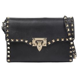 Valentino Rockstud Klappenschultertasche Schwarz