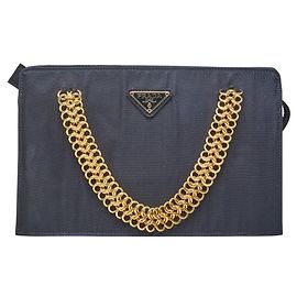 Bolsa de corrente com placa de logotipo triangular Prada Azul marinho