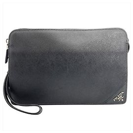 Borsa Clutch Saffiano Prada Nero