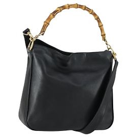 Borsa a mano in pelle Gucci Bamboo 2way Nera Oro 001 2123 1638 Auth 160499 Nero D'oro