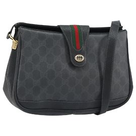 Gucci Borsa GG Supreme Web Sherry Line in PVC nero e oro 116 02 076 Auth 159403 Nero D'oro