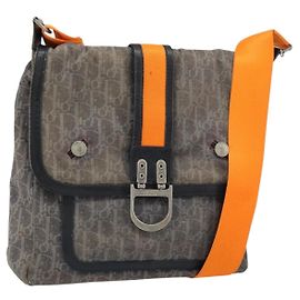 Christian Dior Trotter Canvas Shoulder Bag Navy Silver Auth gh1474 Silvery Navy blue