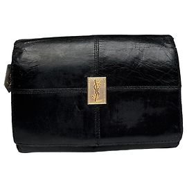 Cartera de cuero vintage Yves Saint Laurent negra Negro