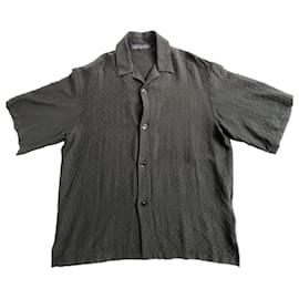 Camicia Louis Vuitton Mini Monogram in seta e cotone nera Nero Monogramma