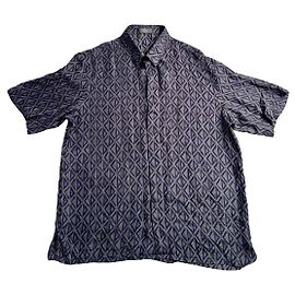 Chemise Dior CD Diamond en soie manches courtes Gris Violet Multicolore Gris Violet foncé