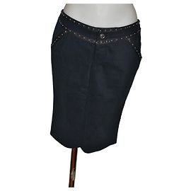 Saia de algodão com strass Versace Jeans Couture Preta Preto