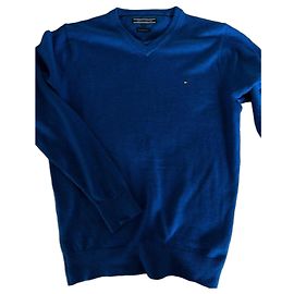 Suéter azul com decote em V Tommy Hilfiger Azul