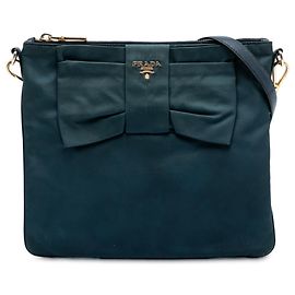Borsa a tracolla Prada in tessuto blu con fiocco fiocco Blu Altro