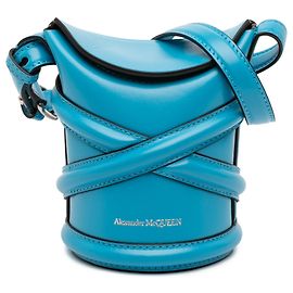 Bolsa bucket The Curve em couro de bezerro azul Alexander McQueen Azul