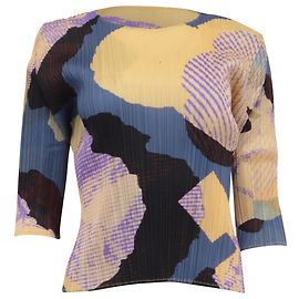 Pleats Please by Issey Miyake Meteorite Print Pleated Blouse in Multicolor Polyester Multiple colors