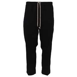 Rick Owens Drawstring Pocket Trousers in Black Wool Black