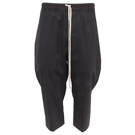 Rick Owens Drawstring Pocket Trousers in Black Wool Black
