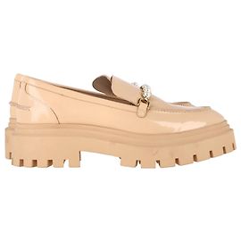 Mocassins à plateforme Perla ornés en cuir verni beige de Stuart Weitzman Beige