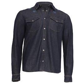 Givenchy Star-Embroidered Button-Down Denim Shirt in Blue Cotton Blue