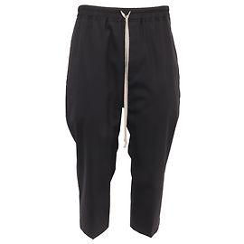 Rick Owens Drawstring Pocket Trousers in Black Wool Black