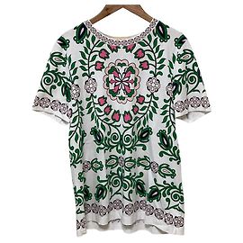 Camiseta de manga corta con estampado botánico Tory Burch Blanco