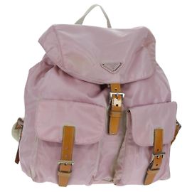 PRADA Backpack Nylon Pink Silver Auth 161509 Silvery Pink
