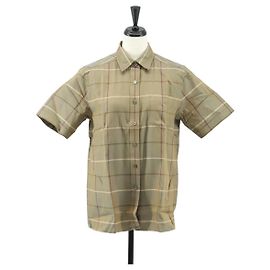 Camicia a maniche corte in cotone beige con motivo Nova Check di Burberrys Auth am10420 Beige