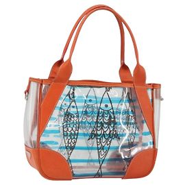 PRADA Hand Bag Vinyl Clear Silver Auth 161719 Silvery Other