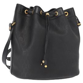 Borsa a spalla in tela a nido d'ape PVC nera e oro Christian Dior Auth 161139 Nero D'oro