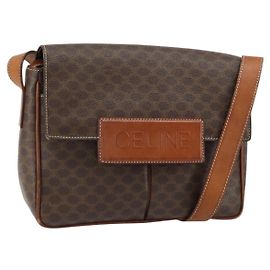 Céline Bolsa de Ombro em Lona Macadam CELINE em Couro PVC Marrom Dourado Auth 161212 Marrom Dourado