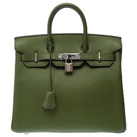 Hermès Bolso HERMES Haut a Courroies de Cuero Verde - 103191 Verde