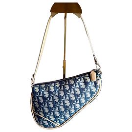 Christian Dior Trotter Coated Canvas Shoulder Bag Blue Monogram