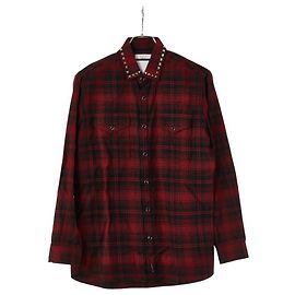 Camicia in cotone e lana a quadri Rockstud di Valentino Nero Rosso