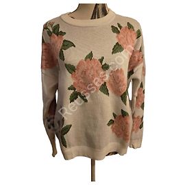 Pull Sézane modèle Hortense imprimé floral- Taille 40/L Femme - Crème  Autre