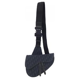 Christian Dior Dior Saddle Oblique Jacquard Handbag Black Navy blue