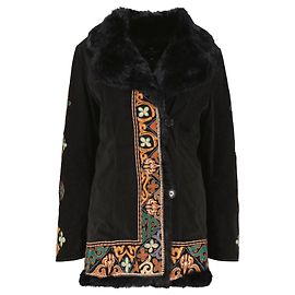 Etro Leather and Rabbit Fur Coat Black Black