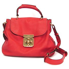 Bolsa de couro Chloé Elsie para mulheres Vermelho