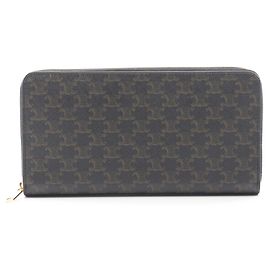 Céline Celine Triomphe Large Zip Wallet Black