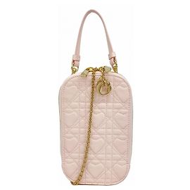 Christian Dior Cannage Leather Phone Holder Pink