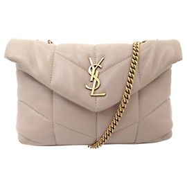 Yves Saint Laurent BOLSA DE MÃO SAINT LAURENT LOULOU PUFFER TOY 759337 COURO BEGE COM ALÇA Bege