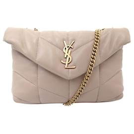 Yves Saint Laurent SAC A MAIN SAINT LAURENT LOULOU PUFFER TOY 759337 CUIR BEIGE BANDOULIERE Beige
