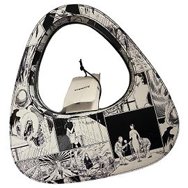 Coperni Bolsa baguette em couro 'Comic Print' Preto Branco