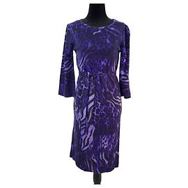 Leonard Paris vestito viola animalier Viola scuro