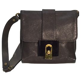 Bolsa de ombro de couro preto Lanvin com fecho de giro Preto