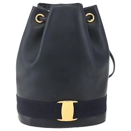 Salvatore Ferragamo Vala Backpack Leather Navy blue