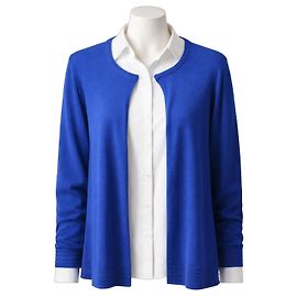 Basler – Royalblauer Cardigan aus Modal und Seide – Größe 46 FR Dunkelblau