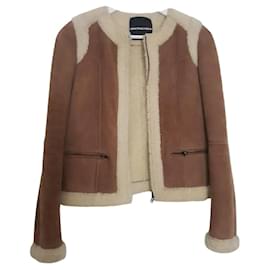 Veste en peau de mouton American Retro camel Camel